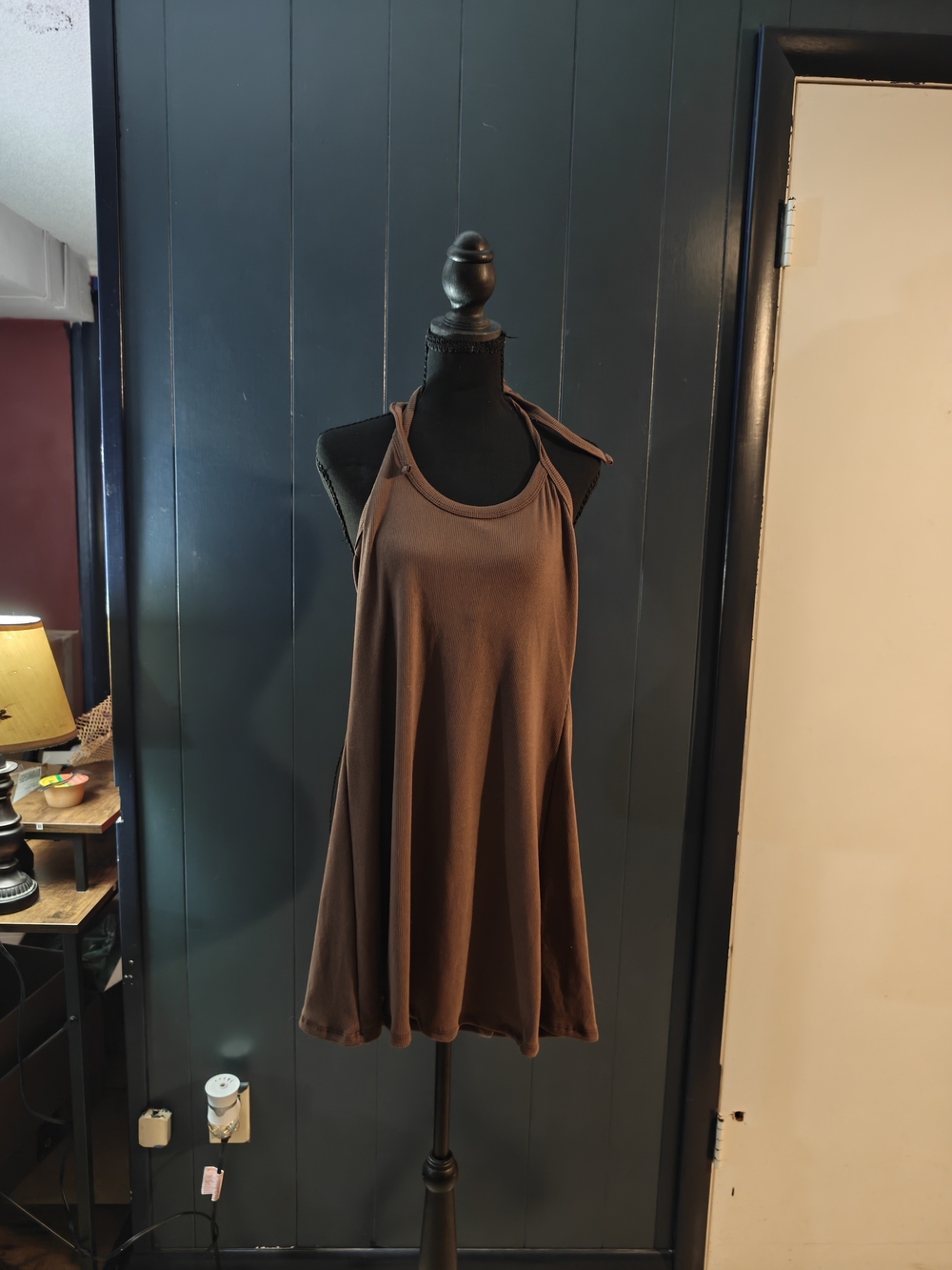 See You Monday Brown Halter Swing Dress Size Medium
